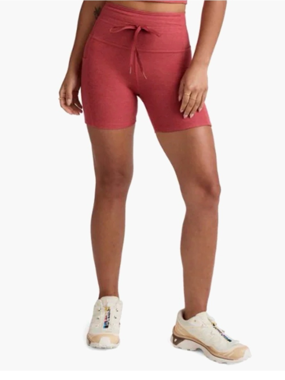 Beyond Yoga Spacedye Go Pocket 5” Short in Faded Rose Heather